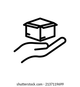 Hand icon with open box. delivery. line icon style. suitable for packaging icon. simple design editable. Design template vector