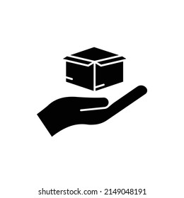 Handsymbol mit offener Kiste. Lieferung. solider Symbolstil. geeignet für die Verpackung Icon. einfaches Design bearbeitbar. Vorlagenvektor erstellen