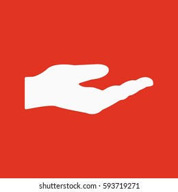 Hand icon. Open palm, give, tutorials, take, get symbol. Flat design. Stock - Vector illustration