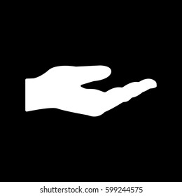 Hand icon. Open palm, give, tutorials, take, get symbol. Flat design. Stock - Vector illustration