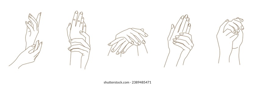 Hand icon in outline style. Vector illustration. wash hands, write, fist, hold, support, like, indicate, muzzle hand