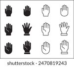 Hand icon. Palm hand icons. Hands symbol collection. Hands icon symbol of participate, volunteer, stop, vote. Vector stock graphic, flat style design illustration resource for UI and buttons.