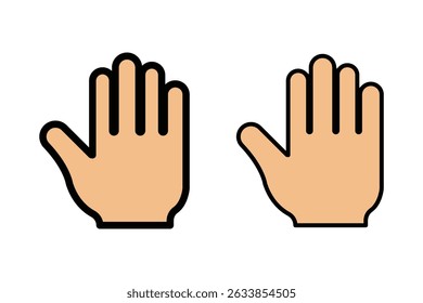 Hand icon. Palm hand icons. Hands symbol collection. Hands icon symbol of participate, volunteer, stop, vote. Vector stock graphic, flat style design illustration resource for UI and buttons. EPS 10. 