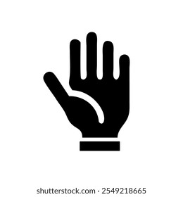 Ícone Mão. Ícone palma. Símbolo da mão. Símbolo de ícone de mão de participar, voluntário, parar. Gráfico de estoque de vetor, ilustração de design de estilo plano. Ilustração de vetor de silhueta