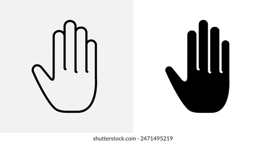 Hand icon. Palm symbol. Stop gesture sign. Human hand vector illustration isolated.