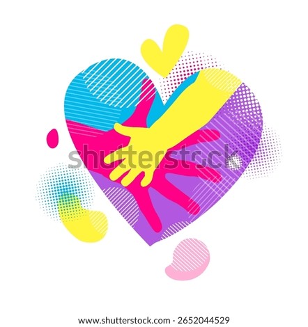 hand icon. Parenthood sign Logo child's hand in adult's hand. hand drawn. Not AI, Vector illustration.