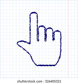 Hand icon with pen effect 