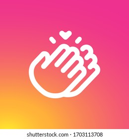 Hand icon, pictogram on a colorful gradient background. Thanks for the help, symbol. Social media concept. Vector illustration. EPS 10