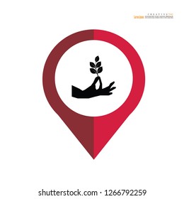 Hand icon with plant. vector illustration.