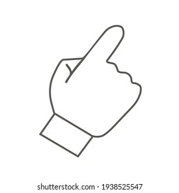 Icono de mano, dedo señalador. Ilustración monocromática simple vectorial lineal aislada en fondo blanco.