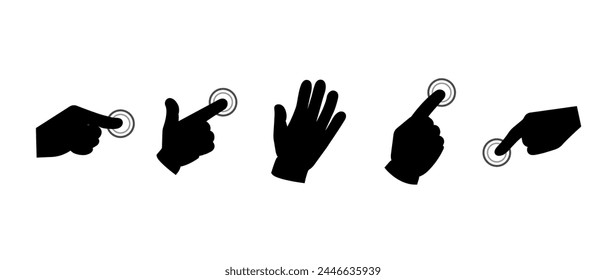 hand icon pointer, finger points, hands gestures. vector monochrome