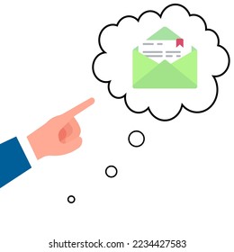 hand icon pointing to the thought of writing