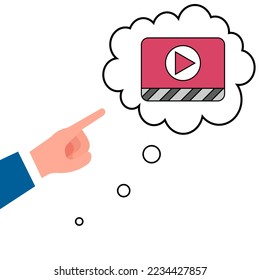 hand icon pointing to a video thought