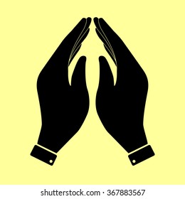 Hand Icon Prayer Symbol Isolated On Stock Vector (Royalty Free ...