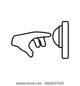 hand icon pressing bell, simple flat style, illustration, logo sign symbol pictogram template, for ui or ux isolated on white for mobile app, editable