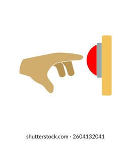 hand icon pressing bell, simple flat style, illustration, logo sign symbol pictogram template, for ui or ux isolated on white for mobile app, editable