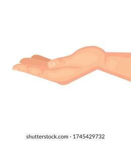icono de mano, humano receptor sobre fondo blanco diseño de ilustración de vector