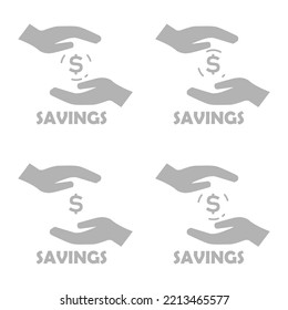 hand icon, saving money on a white background, vector illustration