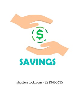 hand icon, saving money on a white background, vector illustration