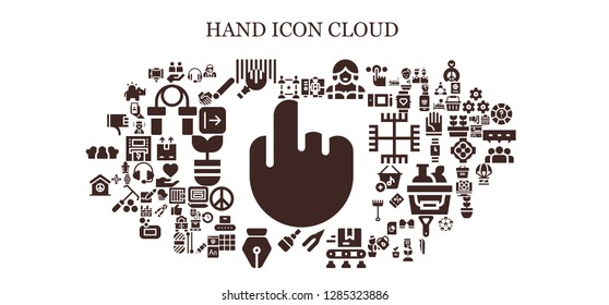  hand icon set. 93 filled hand icons. Simple modern icons about  - Tap, Community, Teamwork, Barcode, Worker, Waitress, Pliers, Conveyor, Fermentation, Pen, Peace, Thumbs down