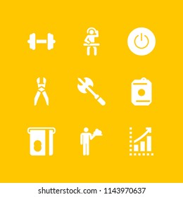 hand icon set with dumbbell, insert card and pliers vector icons for web and graphic design