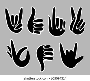 Hand icon set Flat design style vector illustration