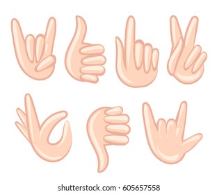 Hand icon set Flat design style vector illustration