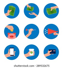 Hand icon set flat style.