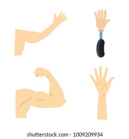 Hand icon set. Flat set of hand vector icons for web design isolated on white background