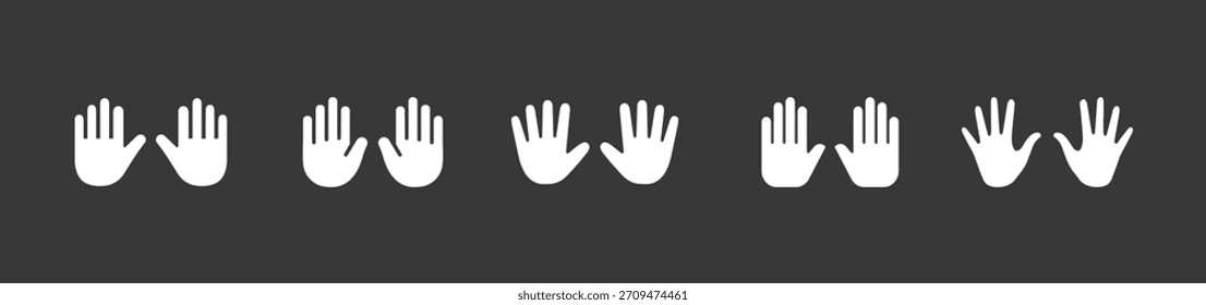 Hand-Symbol-Set einzeln auf weißem Hintergrund