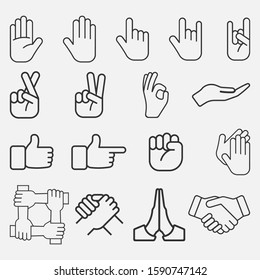 Hand icon set isolated on white background. Vector illustration. Eps 10.