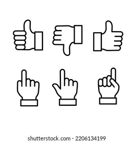 hand icon set like and point