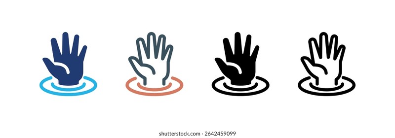 Hand icon set multiple style collection. Vector illustration.