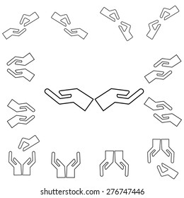 hand icon set on white background vector