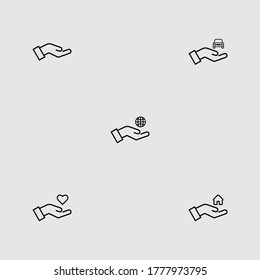 hand icon set outline isolated vector illustration