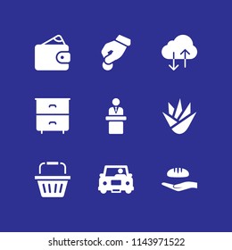 hand icon set with shopping basket, speech and skin vector icons for web and graphic design