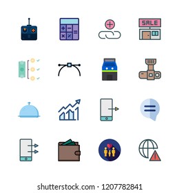 hand icon set. vector set about calculator, notification, diagram and speech bubble icons set.