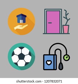 hand icon set. vector set about real estate, door, tonometer and football icons set.
