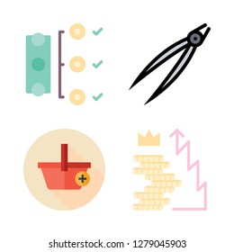 hand icon set. vector set about money, diagram, tongs and e commerce icons set.