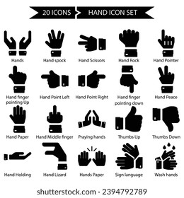Hand Icon Set, Vector graphics 