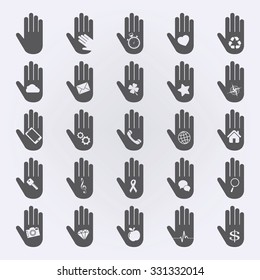 Hand icon set . Vector illustration