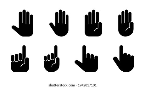 Conjunto de iconos de mano. icono del vector de mano, palma