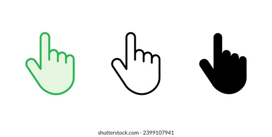 Conjunto de iconos de mano. icono del vector de mano, palma, clic