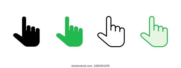 Conjunto de iconos de mano. icono del vector de mano, palma, clic