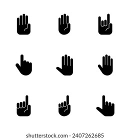 Hand icon set. hand vector icon, palm,click