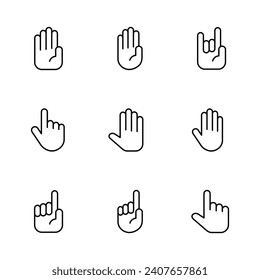 Hand icon set. hand vector icon, palm,click