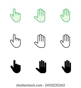 Hand icon set. hand vector icon, palm,click