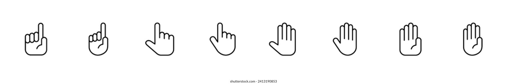 Hand icon set. hand vector icon, palm,click