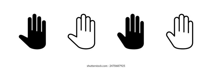 Conjunto de iconos de mano. Vector de mano, palma, Hacer clic