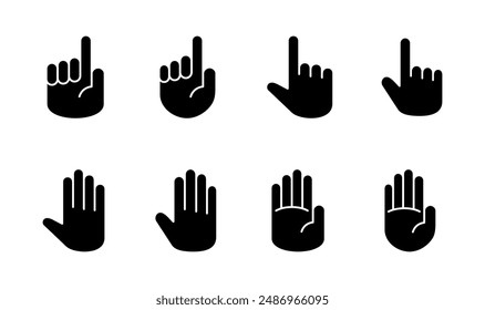 Conjunto de iconos de mano. Vector de mano, palma, Hacer clic